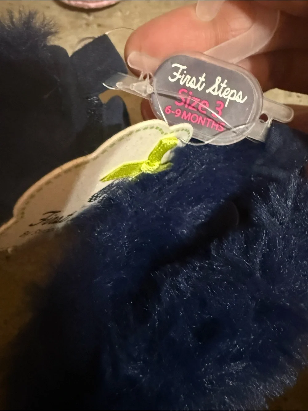 Unbranded Navy Faux Fur Baby Booties - Cozy Indoor Shoes - Picture 9 of 14